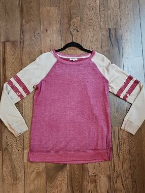 Maurices Pink Body Cream Sleeve Raglan Sweatshirt